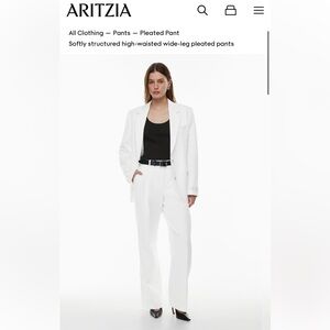 BABATON SZ 0 WHITE PLEATED PANTS FULL LENGTH/ HIGH RISE/ WIDE LEG